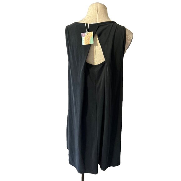 Sigrid Olsen Dress L Large Dark Gray Cutout Back Washable Sleeveless Stretch NWT - Picture 2 of 5
